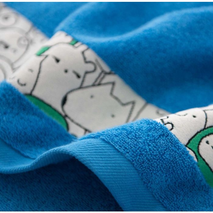 Dvielis (Ēģiptes kokvilnas)  "Happy faces"  zils 