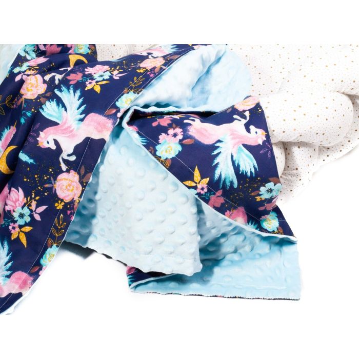 Bērnu pleds 100x75cm "Unicorns" zils 