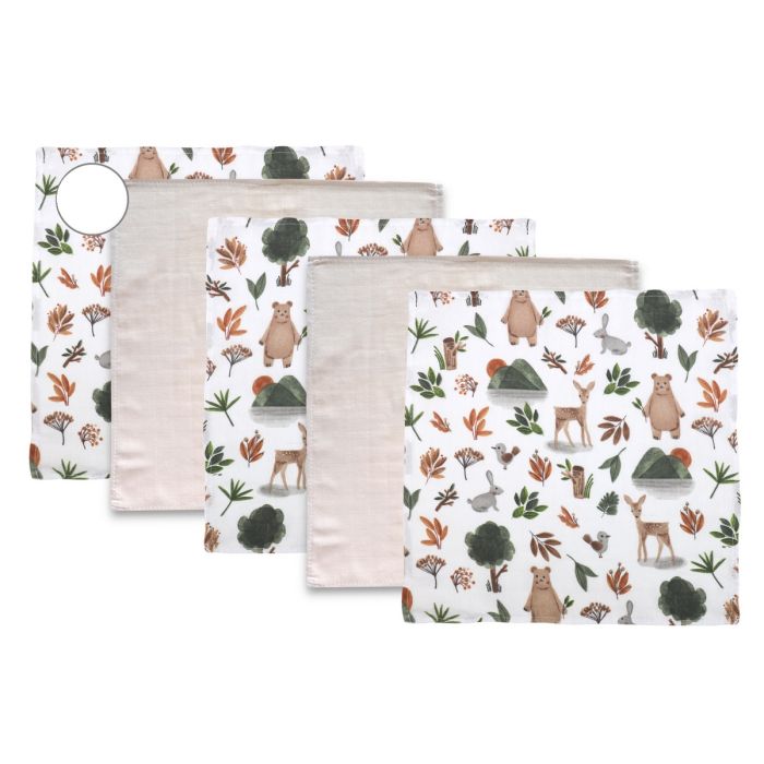 Muslīna mini autiņi komplekts "Mini" 5 gab.  38x38 cm Forest