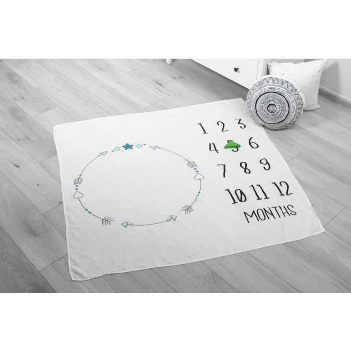 Muslina autiņi (foto fons) mazuļiem "Months" 120x120cm