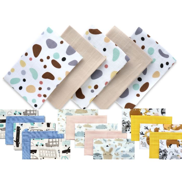 Muslīna mini autiņi komplekts "Mini" 5 gab. 38x38 cm