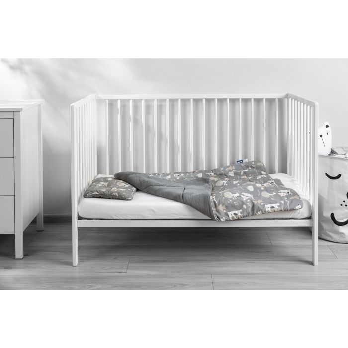 Muslīna un kokvilnas pleds un spilvens zīdainim "Friends" pelēks