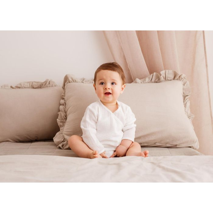 Bodijs ar garām piedurknēm no muslīna kokvilnas "Silky" ecru