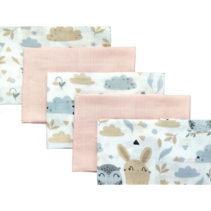 Muslīna mini autiņi komplekts "Mini" 5 gab.  38x38 cm