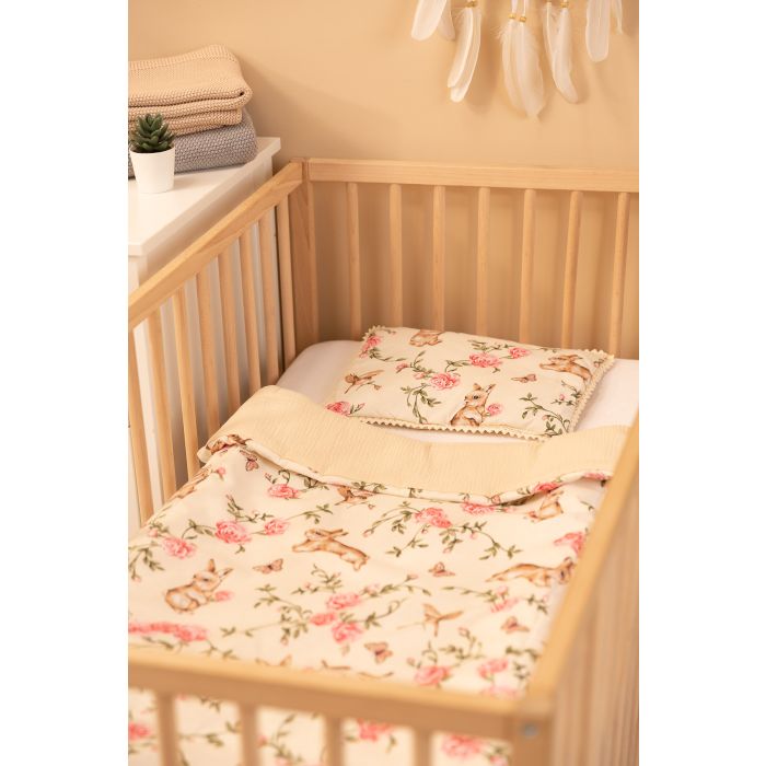 Muslīna un kokvilnas pleds un spilvens zīdainim "Alise" ecru