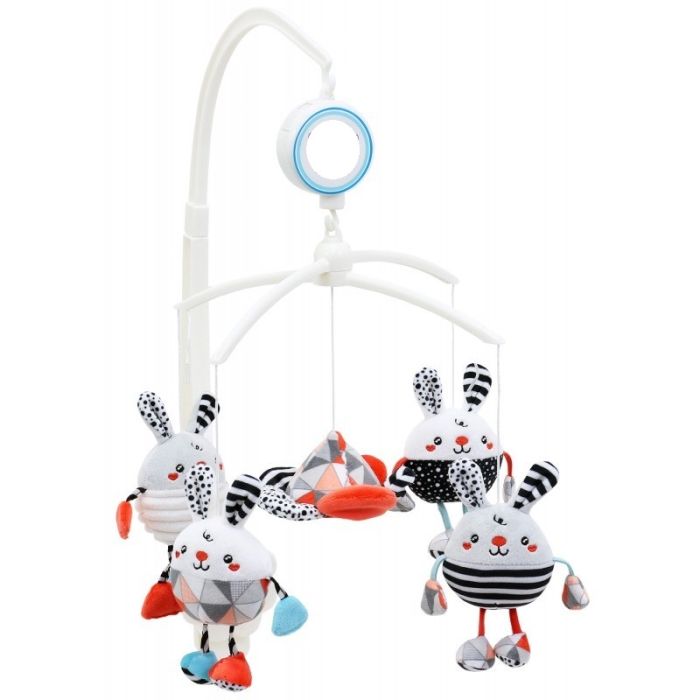 Muzikālais karuselis mazuļa gultiņai "Bunny" ar mīkstām mantiņām