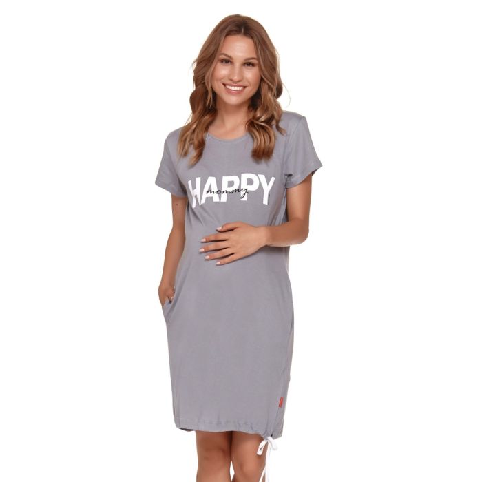 Kokvilnas naktskrekls grūtniecēm un barojošām  "Happy" grey