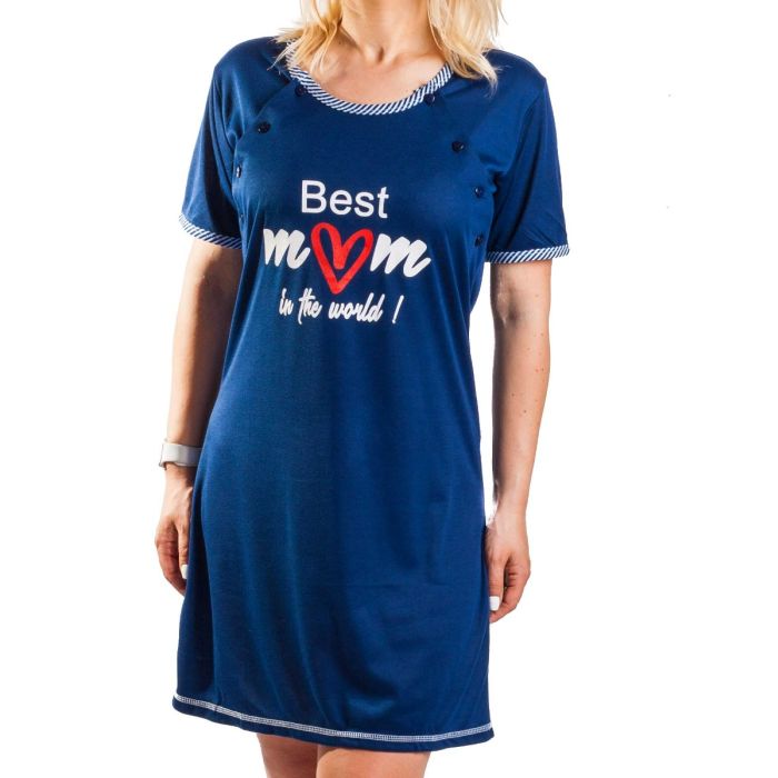 Kokvilnas naktskrekls grūtniecēm un barojošām "Best mom"