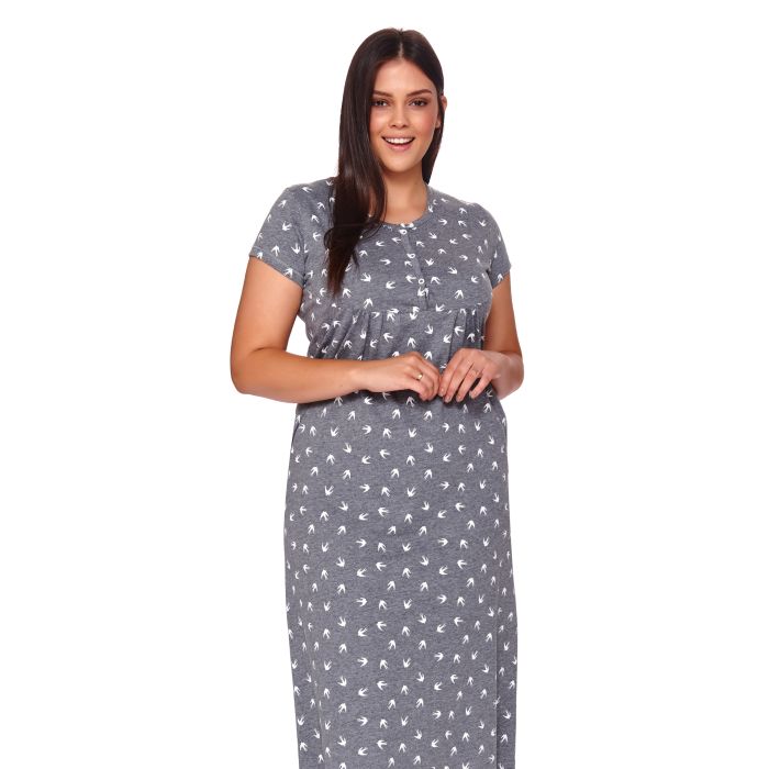 Kokvilnas naktskrekls grūtniecēm un barojošām "Miss" dark grey