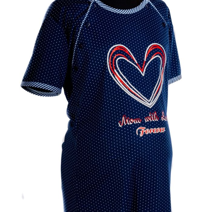 Kokvilnas naktskrekls grūtniecēm un barojošām "Dots&Hearts"