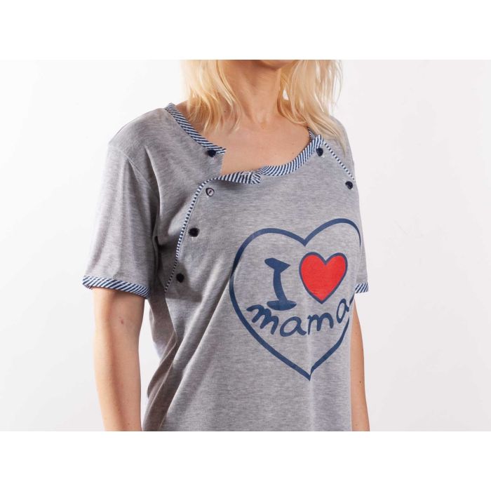 Kokvilnas naktskrekls grūtniecēm un barojošām  "I love mama"