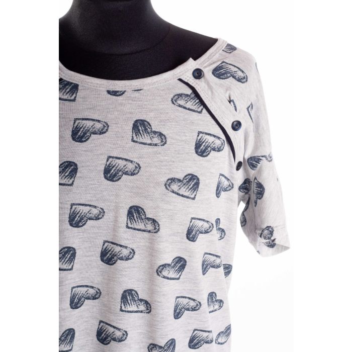 Kokvilnas naktskrekls grūtniecēm un barojošām "Grey Hearts"