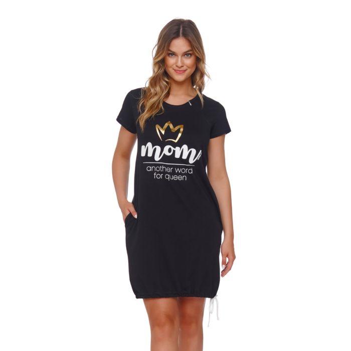 Kokvilnas naktskrekls grūtniecēm un barojošām "Mummy" black