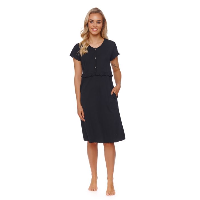 Kokvilnas naktskrekls grūtniecēm un barojošām  "WAVE" black