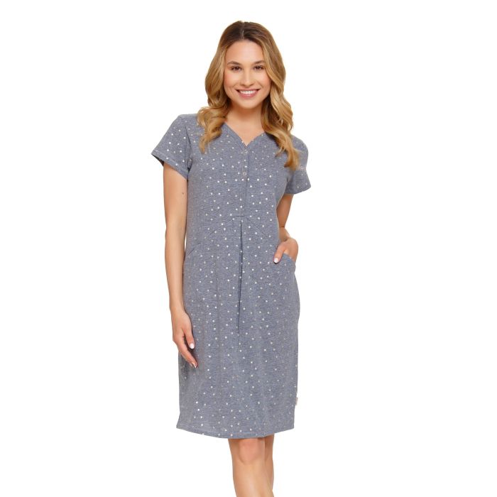 Kokvilnas naktskrekls grūtniecēm un barojošām "Lovely" dark grey 