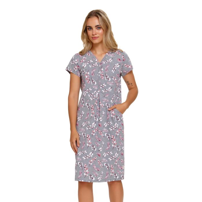 Kokvilnas naktskrekls grūtniecēm un barojošām "Lovely" grey