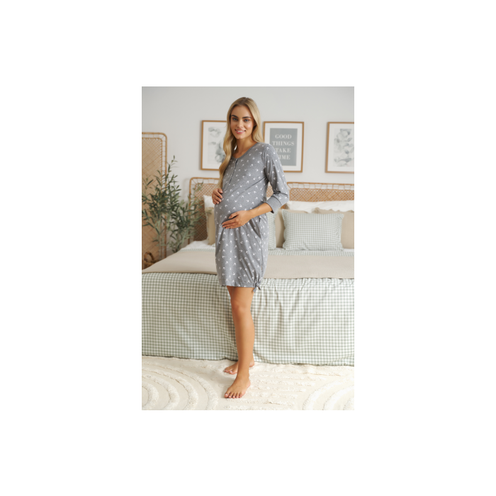 Kokvilnas naktskrekls grūtniecēm un barojošām  "Snug" grey