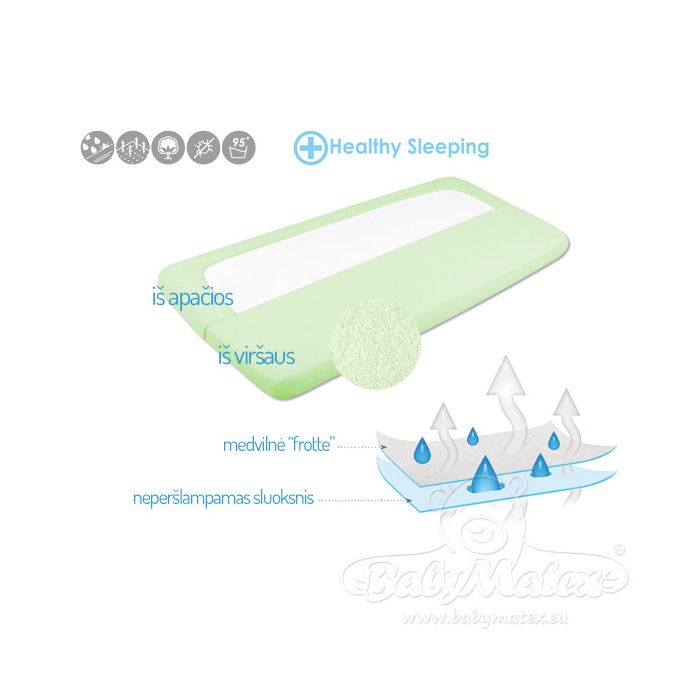 Ūdensnecaurlaidīgs palags ar gumiju, zaļš "Frotte" 