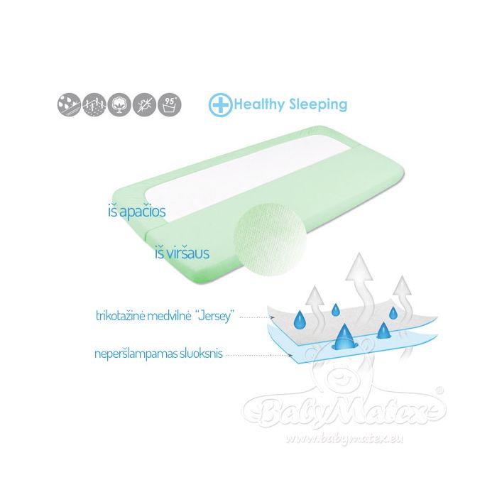 Ūdensnecaurlaidīgs palags ar gumiju, zaļš "Jersey" 