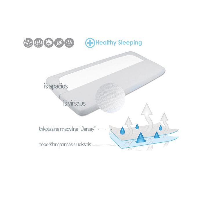 Ūdensnecaurlaidīgs palags ar gumiju "Jersey" pelēks 