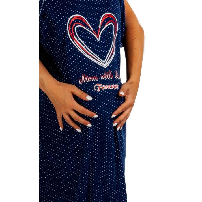 Kokvilnas naktskrekls grūtniecēm un barojošām "Dots&Hearts"