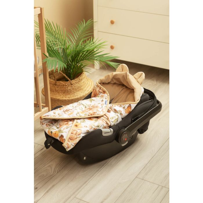 Autosēdeklīša guļammaiss "Floral beige" 90x90 cm