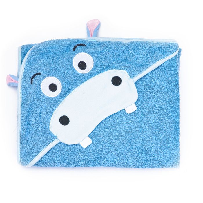 3D dvielis mazulim "Hippo" ar galvassegu 100x100cm "frotte" zils