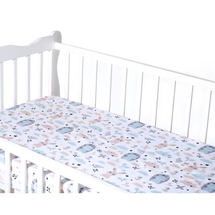 Bērnu palags ar gumiju "Bunny& Hedgehog"  140x70