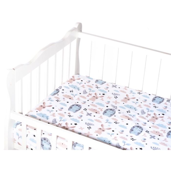 Bērnu palags ar gumiju "Bunny& Hedgehog"  140x70