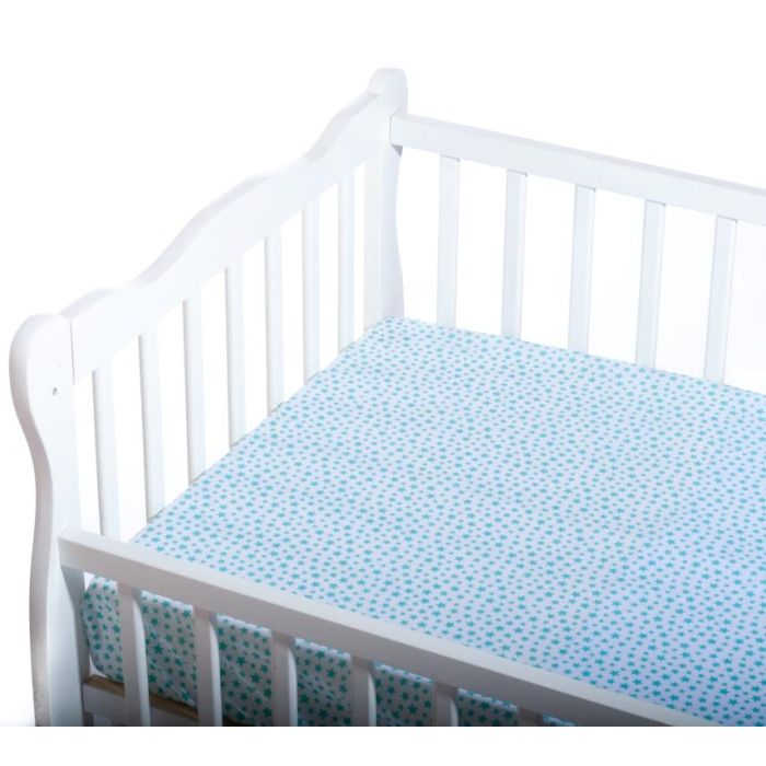 Bērnu palags ar gumiju "Stars"  120x60 tirkīza