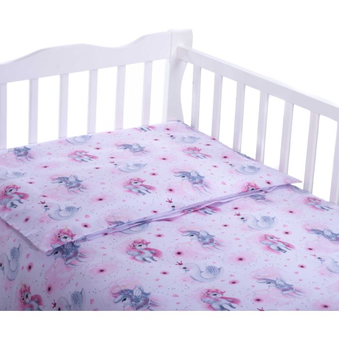 Bērnu gultas veļa 135x100 "Lovely" balts