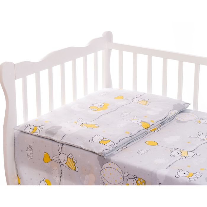 Patalynė kūdikiams 135x100 "Bunny&Balloons" geltona