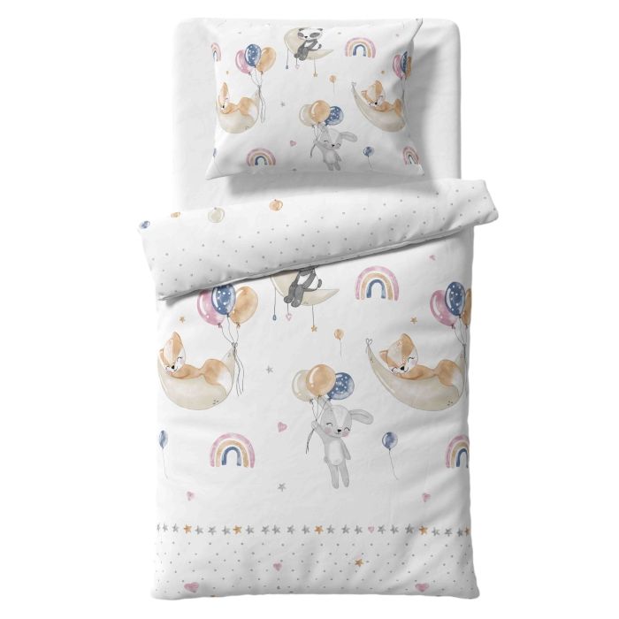 Gultas veļa bērniem 135x100 "Family party" + palags ar gumiju 120x60 