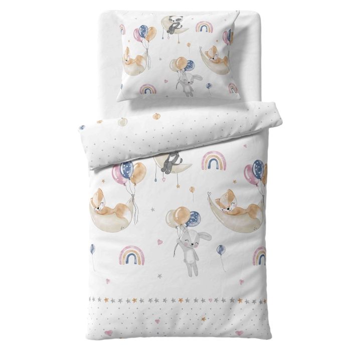 Gultas veļa bērniem 135x100 "Family party" + palags ar gumiju 120x60 
