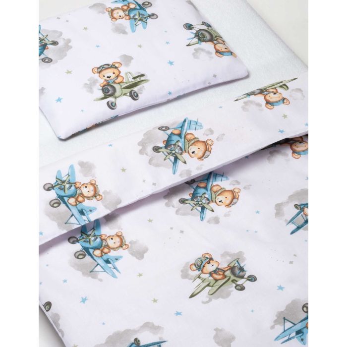 Gultas veļa bērniem 135x100 "Bear pilot blue" 