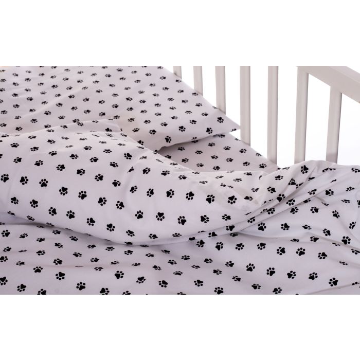Bērnu gultas veļa 135x100 "Paws" balts