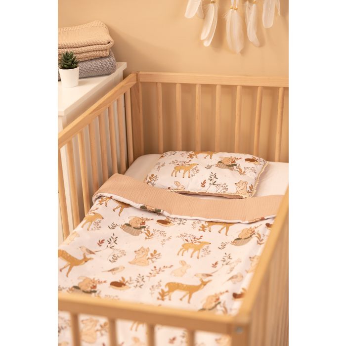 Muslīna un kokvilnas pleds un spilvens zīdainim "Wolf"