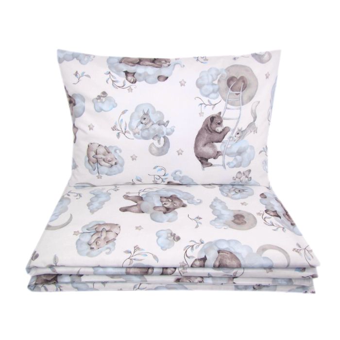  Gultas veļa komplekts šūpulim 80x70cm "Cosy clouds" zils 