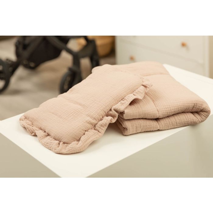 Muslīna komplekts bērniem "Luxury Soft" pleds un spilvens beige