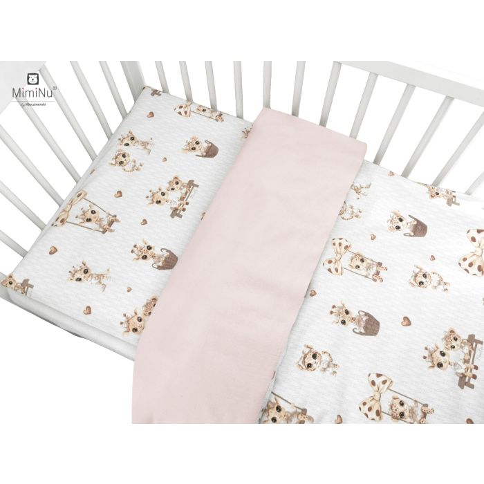 Gultas veļa bērniem 135x100 "Giraffee" dusty pink 