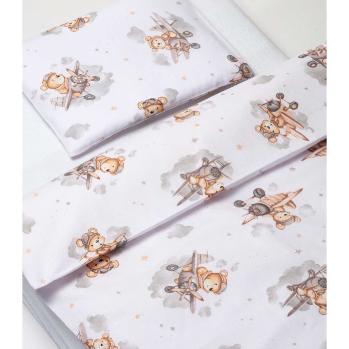 Gultas veļa bērniem 135x100 "Bear pilot beige" 