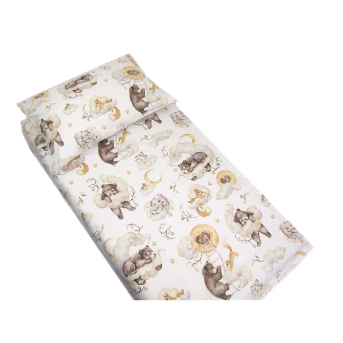  Gultas veļa komplekts šūpulim 80x70cm "Cosy clouds" bēšs