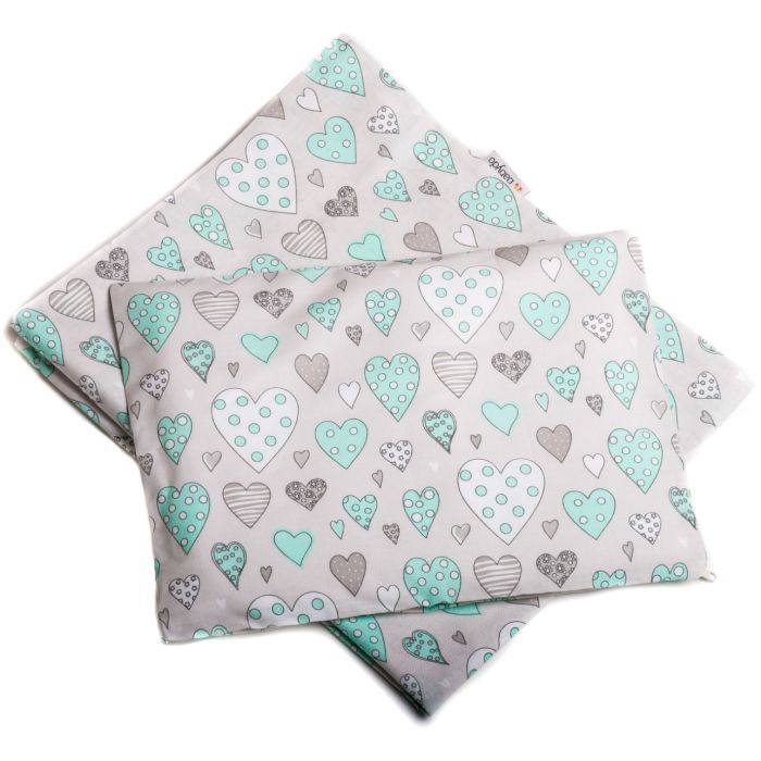 Pārvalku komplekts šūpulim 80x70cm "Mint Hearts" 