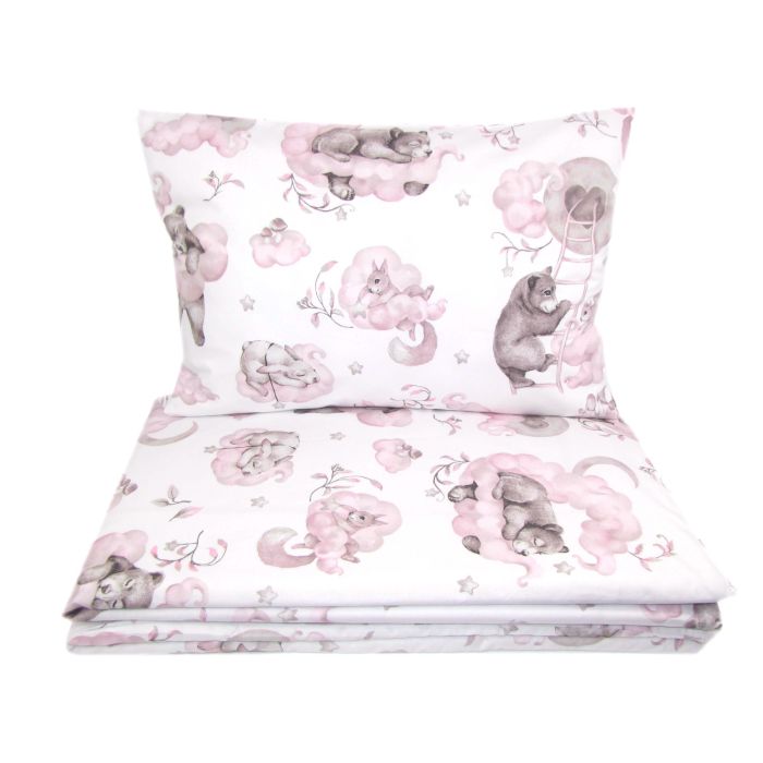  Gultas veļa komplekts šūpulim 80x70cm "Cosy clouds" rozā