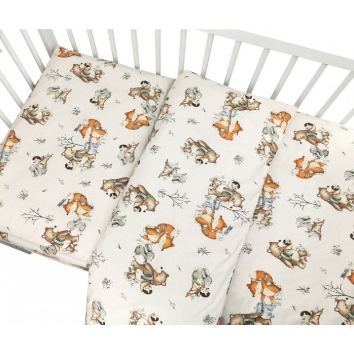 Gultas veļa bērniem 135x100 "Forest family beige" 