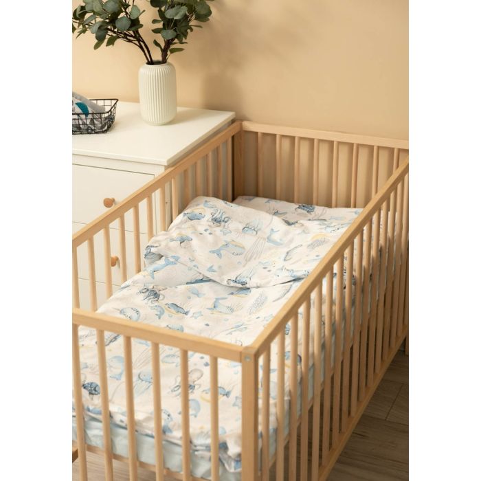 Gultas veļa bērniem 135x100 "Sea world" + palags ar gumiju 120x60 