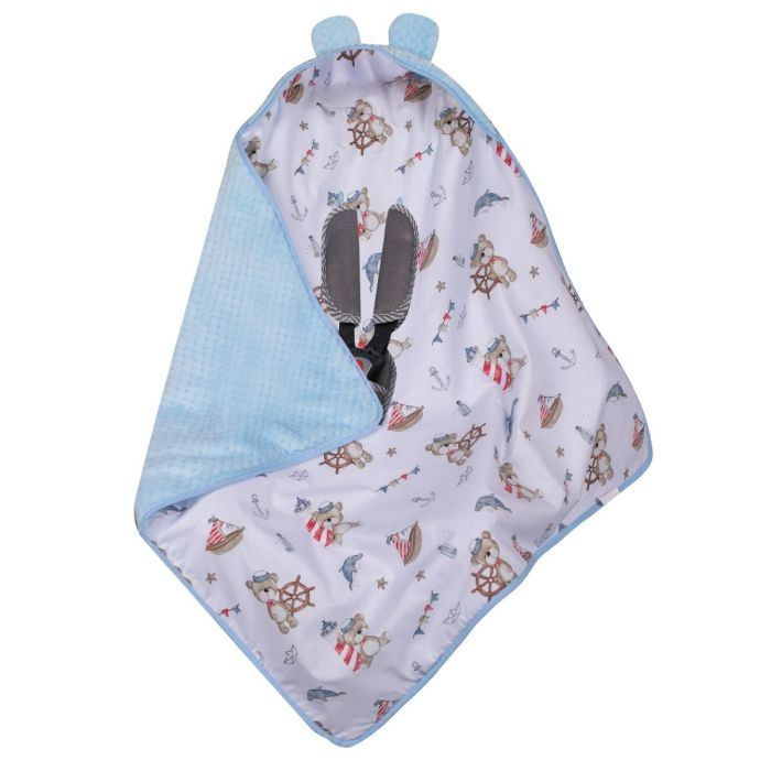 Autokrēsliņa guļammaiss "Marine teddy" 80x80 cm zils