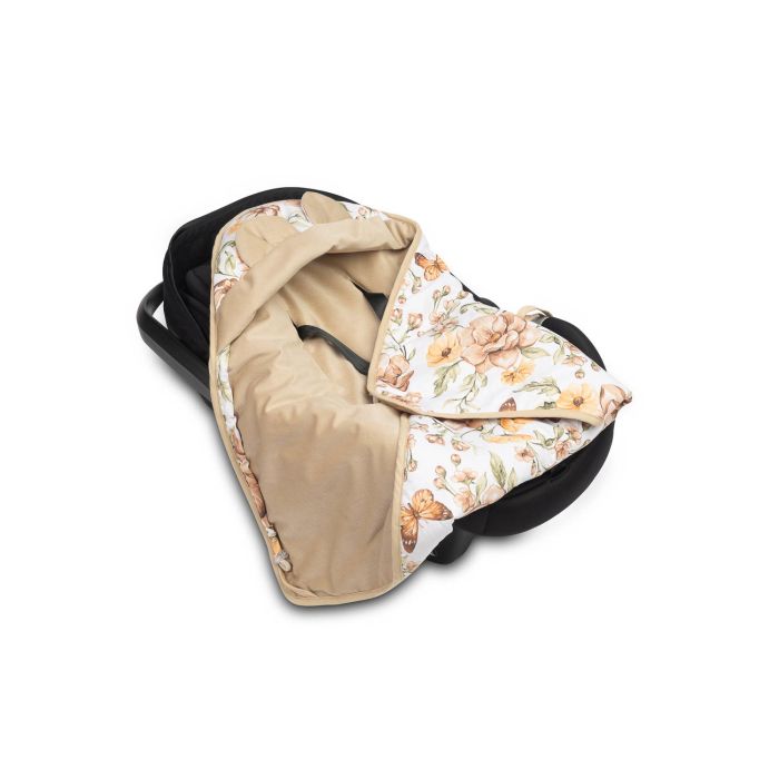 Autosēdeklīša guļammaiss "Floral beige" 90x90 cm
