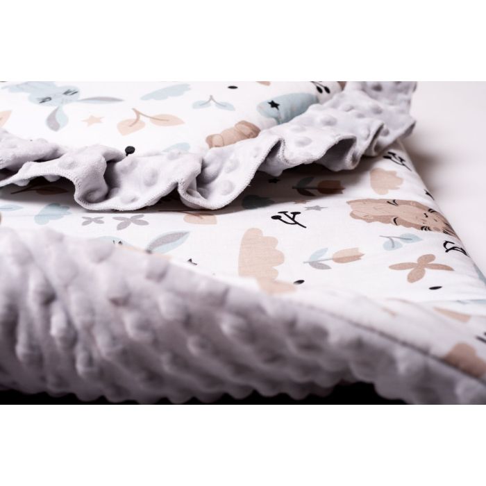 Komplekts ratiņiem spilvens un sega "Bunny& Hedgehog"