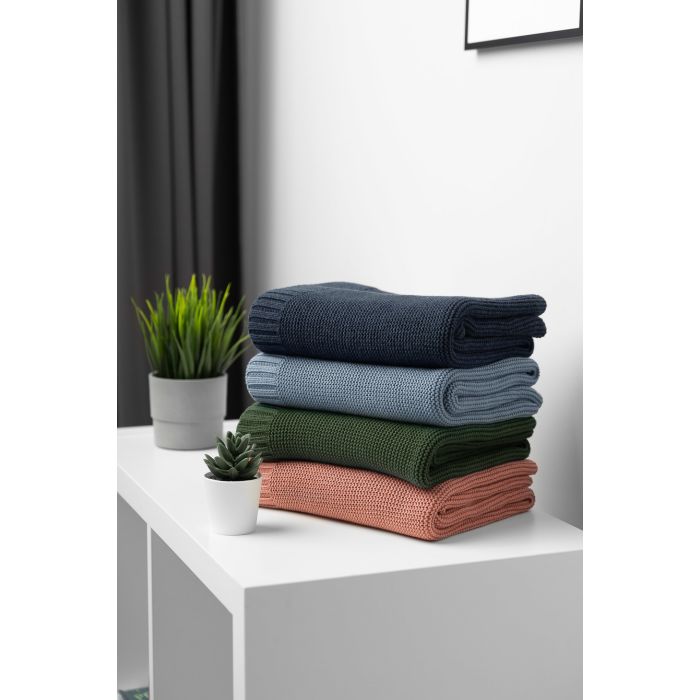 Adīts bambusa viskoze - kokvilnas pleds "Bamboo" 100x80 cm tumši zaļa